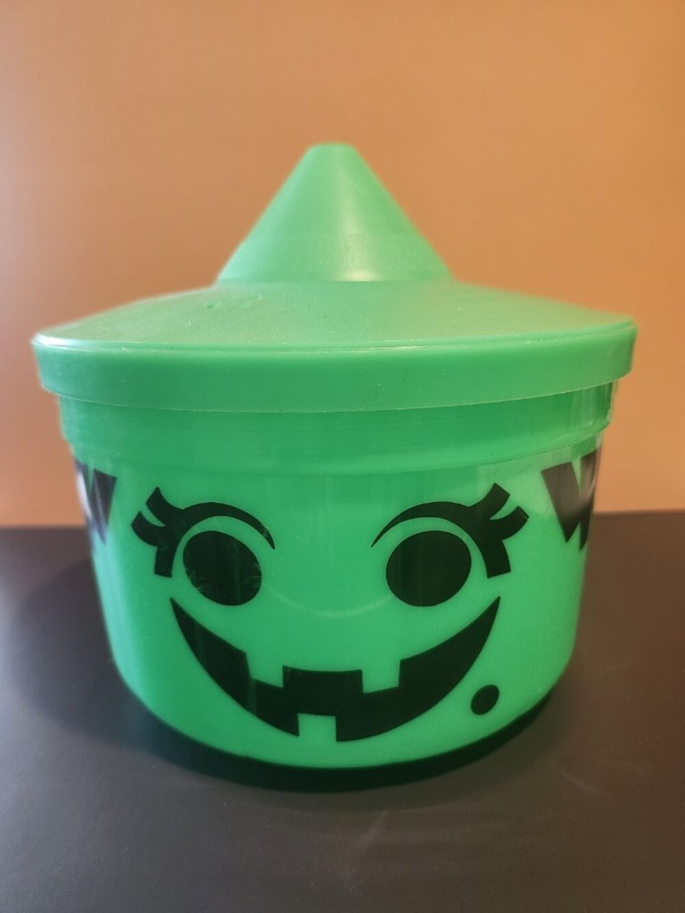 Vintage 1986~McDonald's~Halloween~Witch~Boo Bucket~Pail w/Lid~No Handle~Green